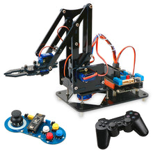Load image into Gallery viewer, 4DOF DIY Robot Arm Kit Educational Robotics Claw Set Mechanical Arm for Arduino R3,PS2/2.4G Wireless Control,Scracth Programming
