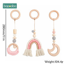 Load image into Gallery viewer, 1set Animals Wooden Pendant Baby Play Gym BPA Free Food Grade Wooden Teether Toys Interactive Baby Birth Gift Wooden Blank Toys