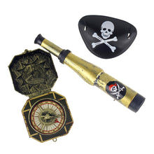 Load image into Gallery viewer, 3Pcs Children Kid's Pirate Party Toys Supplier Plastic Pirate Patch with Skull Dress Up Prop Compass Mini Telescope Halloween
