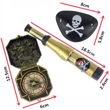 Load image into Gallery viewer, 3Pcs Children Kid's Pirate Party Toys Supplier Plastic Pirate Patch with Skull Dress Up Prop Compass Mini Telescope Halloween

